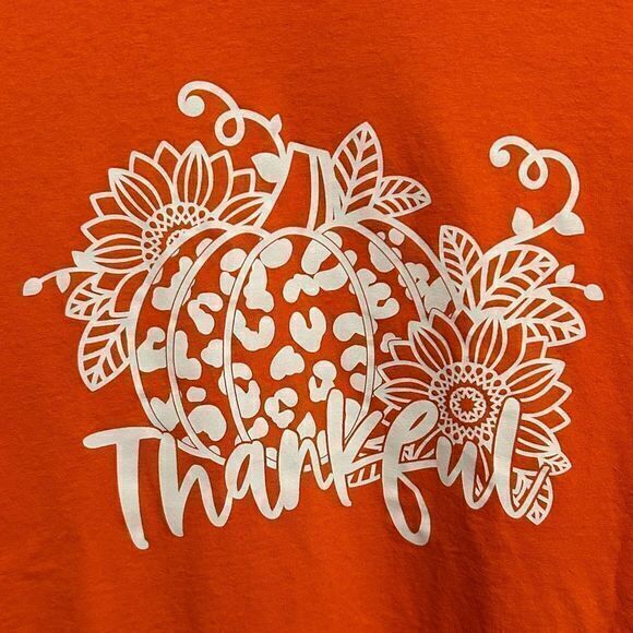 Jerzees Dri-Power “Thankful” Graphic Print‎ Short Sleeve T-Shirt Orange Size 4XL - Picture 3 of 5